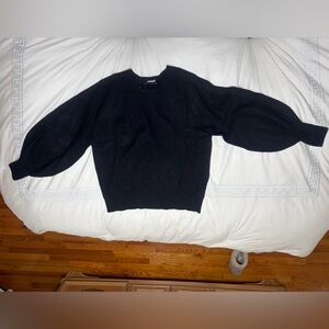 Express Women’s Black Crewneck Sweater with Bell/Dome Sleeves